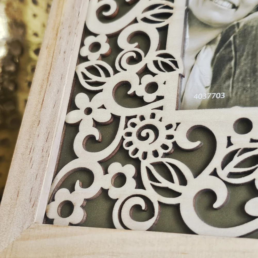 NEW Flourish By Enesco Laser Cut Wood Flower Picture Frame 2014